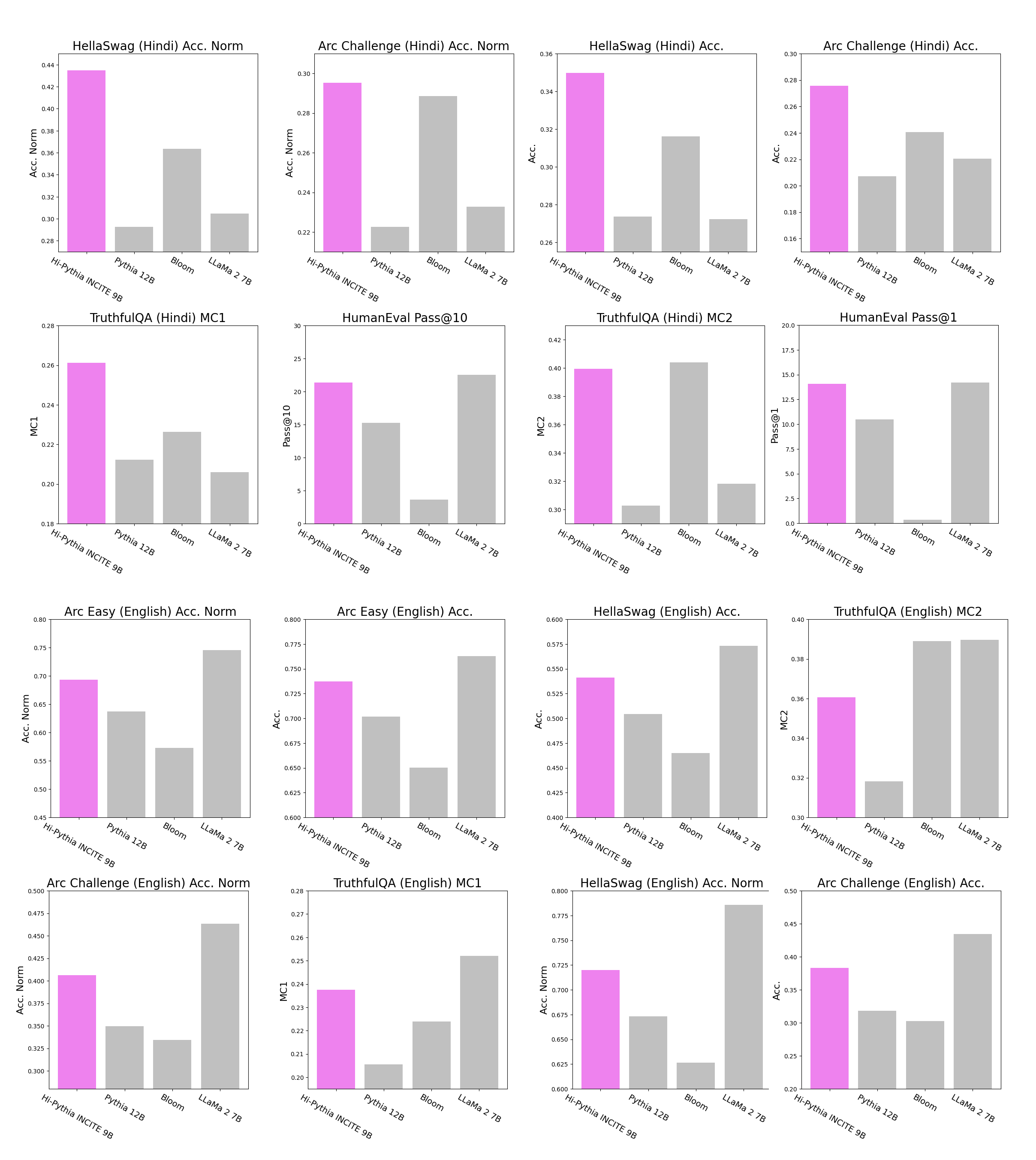 Benchmark on Hindi and English Eval